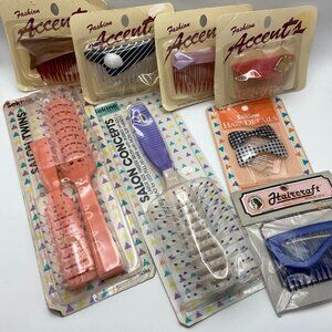 Vintage Lot of  8 1980 to 1990 Hair Brushes and Hair Combs New Old Stock Sekine